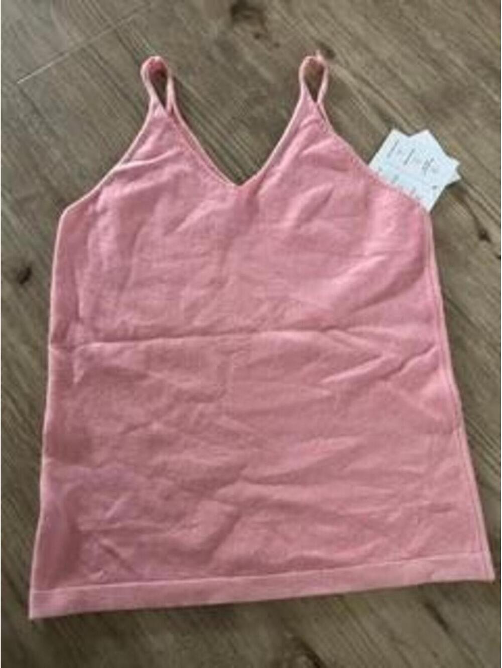 Pink Knit Camisole Tank Top Womens Small V-Neck Sleeveless Super Soft